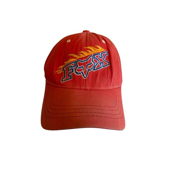 Fox Racing Flexfit Embroidered Baseball Cap In Red Flame Logo Stretch Fit - Picture 1 of 6